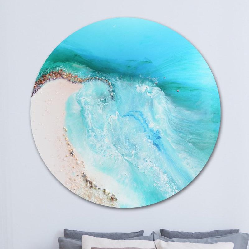 Round Abstract Ocean. Light blue. Serenity 3. Art Print. Antaunelle 1 Beach Artwork. Durdle Door Perspex Print
