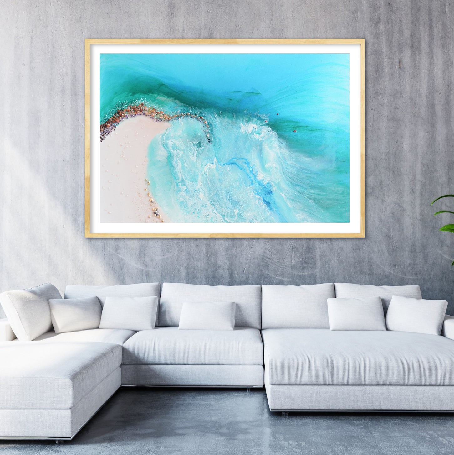 Abstract Shore. Aqua and Light Blue. Serenity 2. Art Print. Antuanelle 3 Ocean Artwork. Durdle Door Limited Edition Print