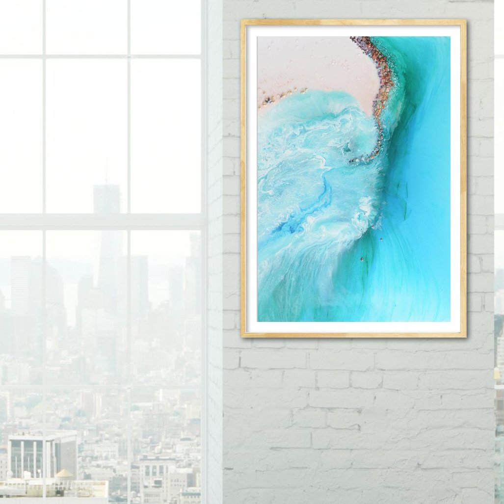 Abstract Coastline. Serenity 1 Ocean Artwork. Art Print. Antuanelle Durdle Door Limited Edition Print