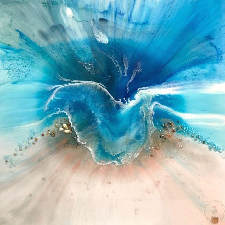 Contemporary oceanic artwork. Abstract shoreline. Coogee vibe. Antuanelle. 1 Beach. Original Artwork