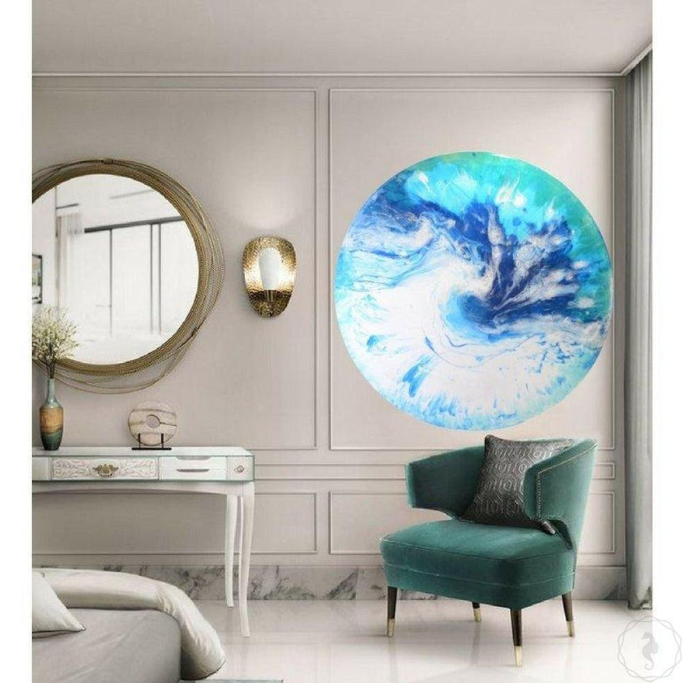 Original artwork. Abstract Aqua waves. Boro. Antuanelle 2 Boro - Hunters Hill Art Prize 2017 finalist. Ocean Artwork
