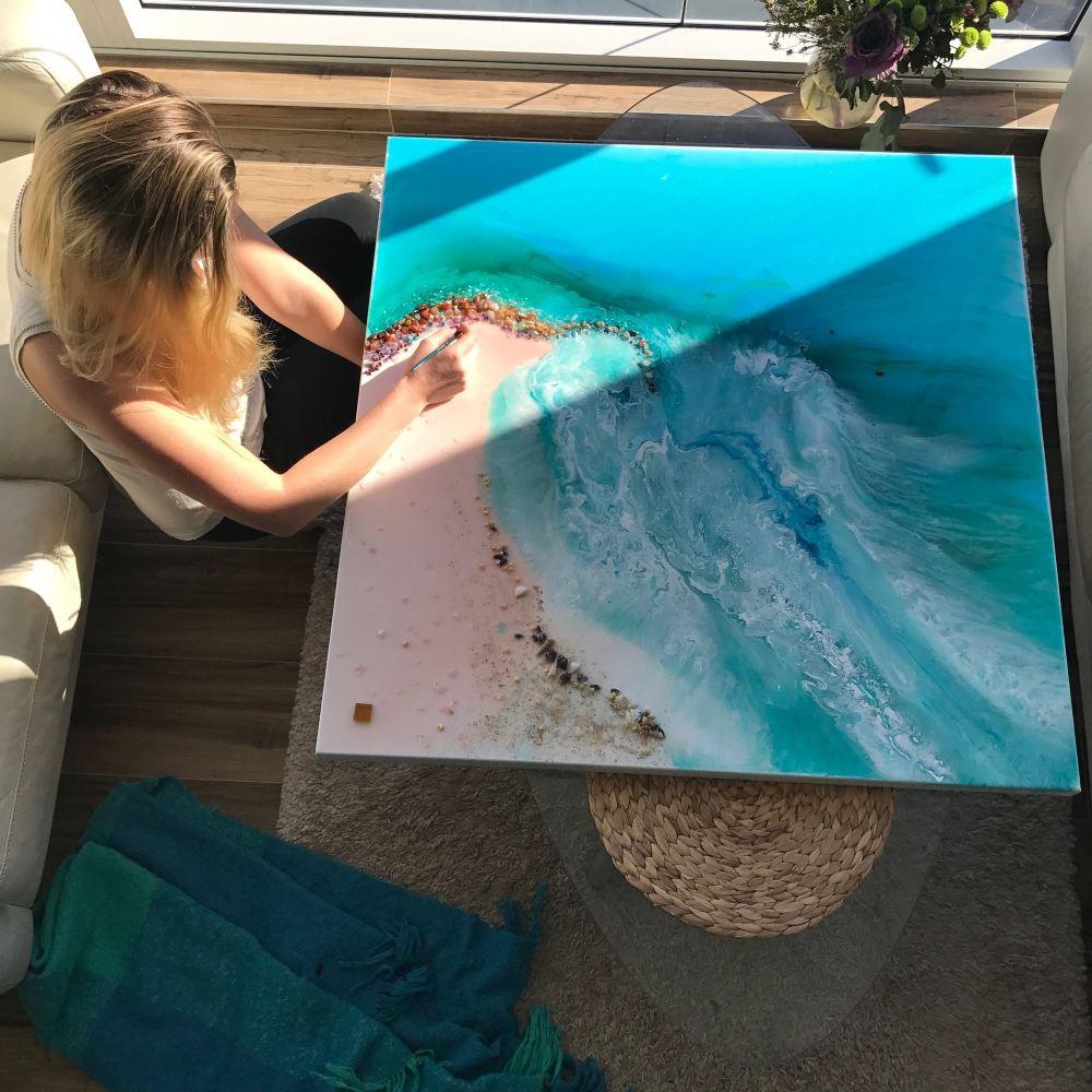 Green Abstract Artwork. Beach Inspired. Durdle Door. Antuanelle 2 Oceanic Abstract. Original Artwork