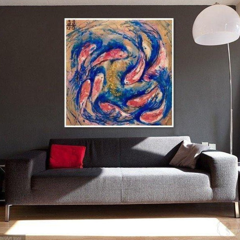 Original Artwork. Abstract Chinese Fish. Double Luck Koi Antuanelle 3 COMMISSION - Custom Artwork