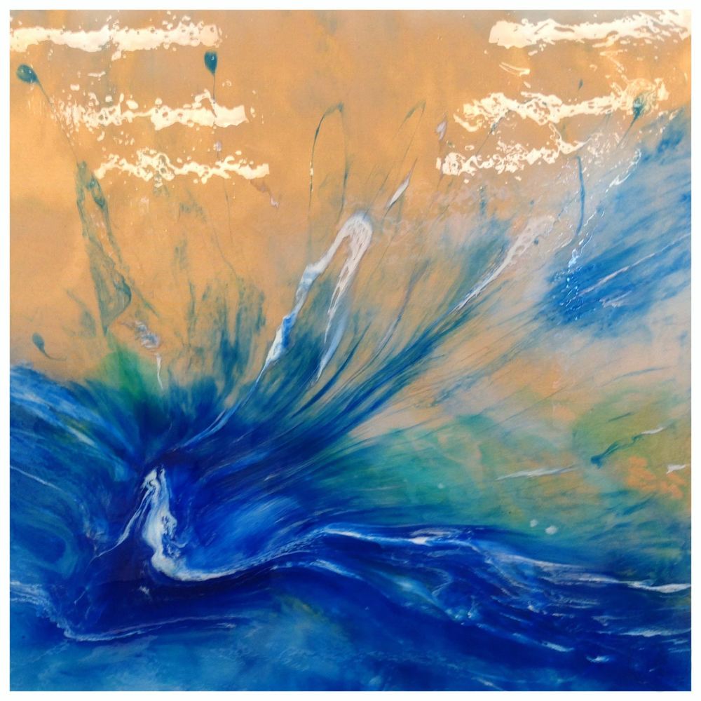 BLUE Abstract Butterfly - Seascape - Teal Blue Ocean Wave 1 Spirits of the Ocean. Butterfly. Original Artwork
