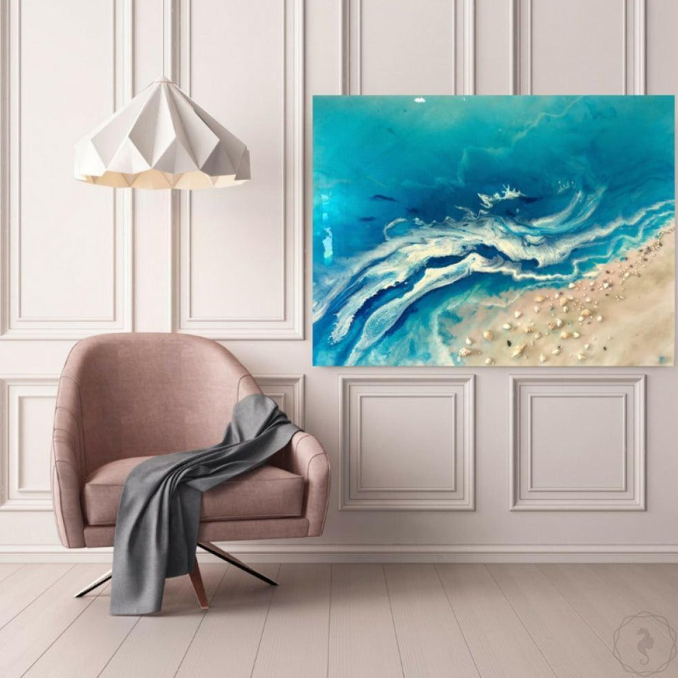 Original Artwork. Aqua seascape. Bali Utopia. Antuanelle. 1 Abstract Ocean. Artwork