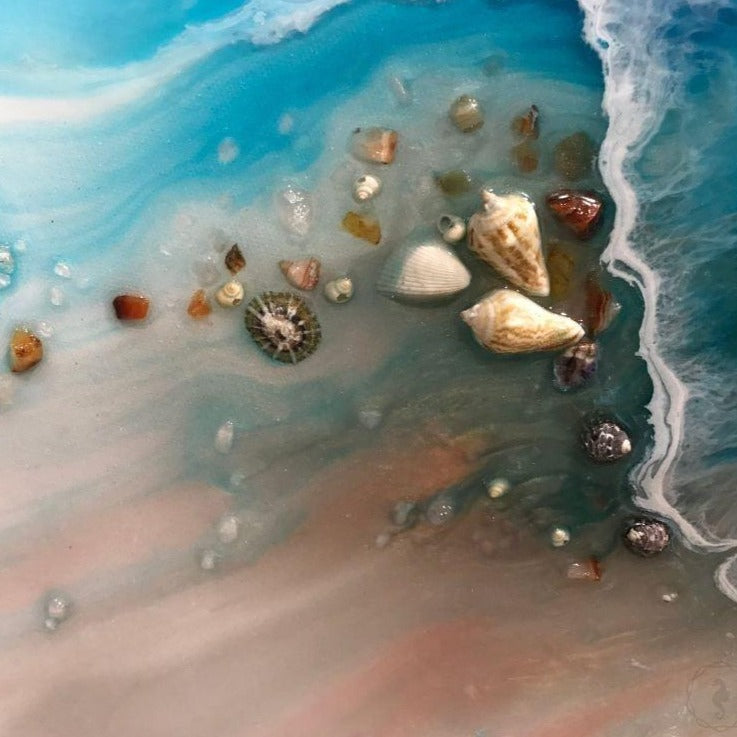 Light Blue artwork. Abstract shoreline. Coogee vibe. Antuanelle. 2 Coastline. Original Artwork. COMMISSION - Custom Artwork