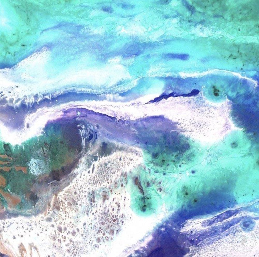 Green abstract landscape. Original Resin Artwork 2 Balmoral Dream. AZURE PORTALS. Abstract Custom