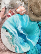 Blue Ocean Artworks with Crystals of Appetites and Turquoise 3 Whitsundays Vibes. Turquoise. Commission 60cm