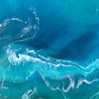 Teal and Aqua Blues. Abstract Coastline. Original Artwork. Tropical Bounty. Antuanelle 3 Seascape. Artwork