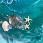 Teal and Aqua Blues. Abstract Coastline. Original Artwork. Tropical Bounty. Antuanelle 4 Seascape. Artwork