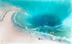 5 Tropical Bounty. Abstract Ocean. Original Artwork with Pearls Rose Quartz and Moon Stone. COMMISSION