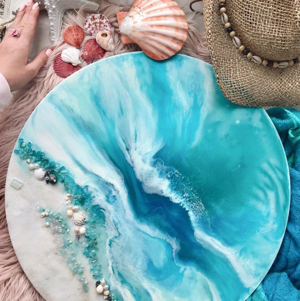Abstract Ocean Artwork | ANTUANELLE| Whitsundays Vibe 4 Vibes. Original Resin Artwork.