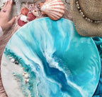 Blue Ocean Artworks with Crystals of Appetites and Turquoise 2 Whitsundays Vibes. Turquoise. Commission 60cm