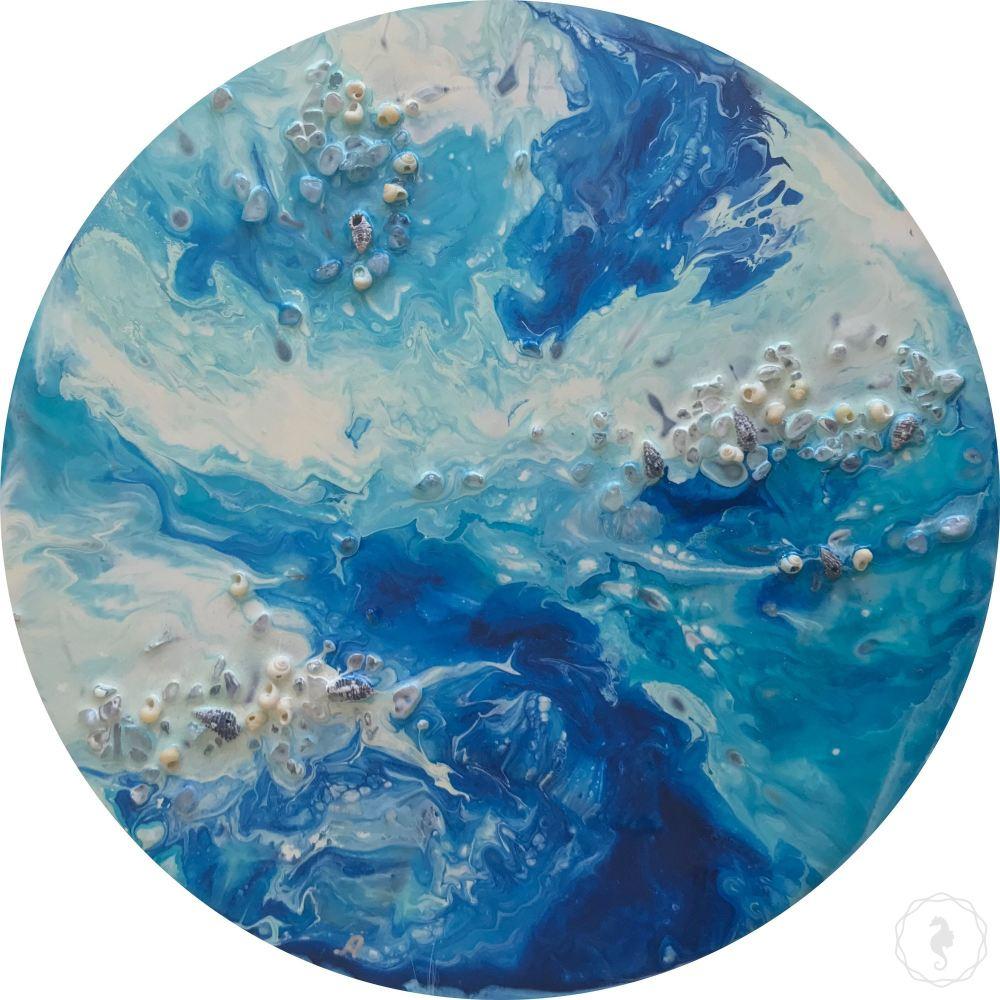 Porthole Artwork. Abstract Oceanscape. Summer breeze. Antuanelle 2 Ocean COMMISSION - Custom Artwork