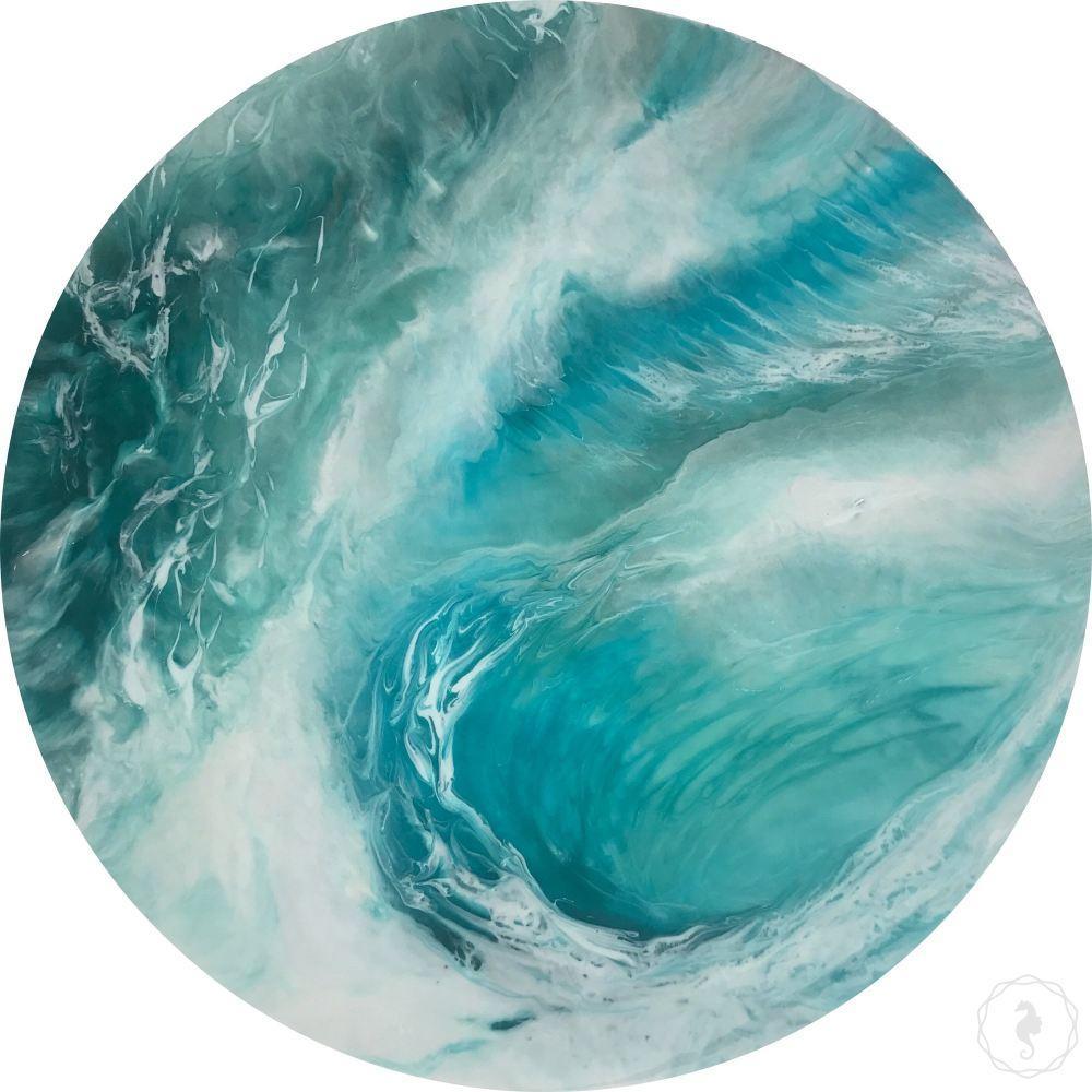 Pacifica. Teal Abstract Wave Artwork.