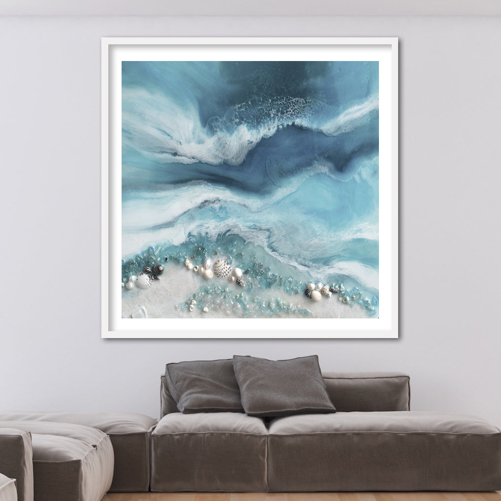 Abstract Ocean. Aqua & Grey.Whitsunday Neutral 2. Art Print.Antuanelle 5 Whitsundays Seascape. Limited Edition Print