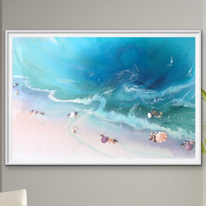 Abstract Seascape. Bright Teal. Bounty Dream. Art Print. Antuanelle 1 Dream Ocean Beach Wall. Limited Edition Print