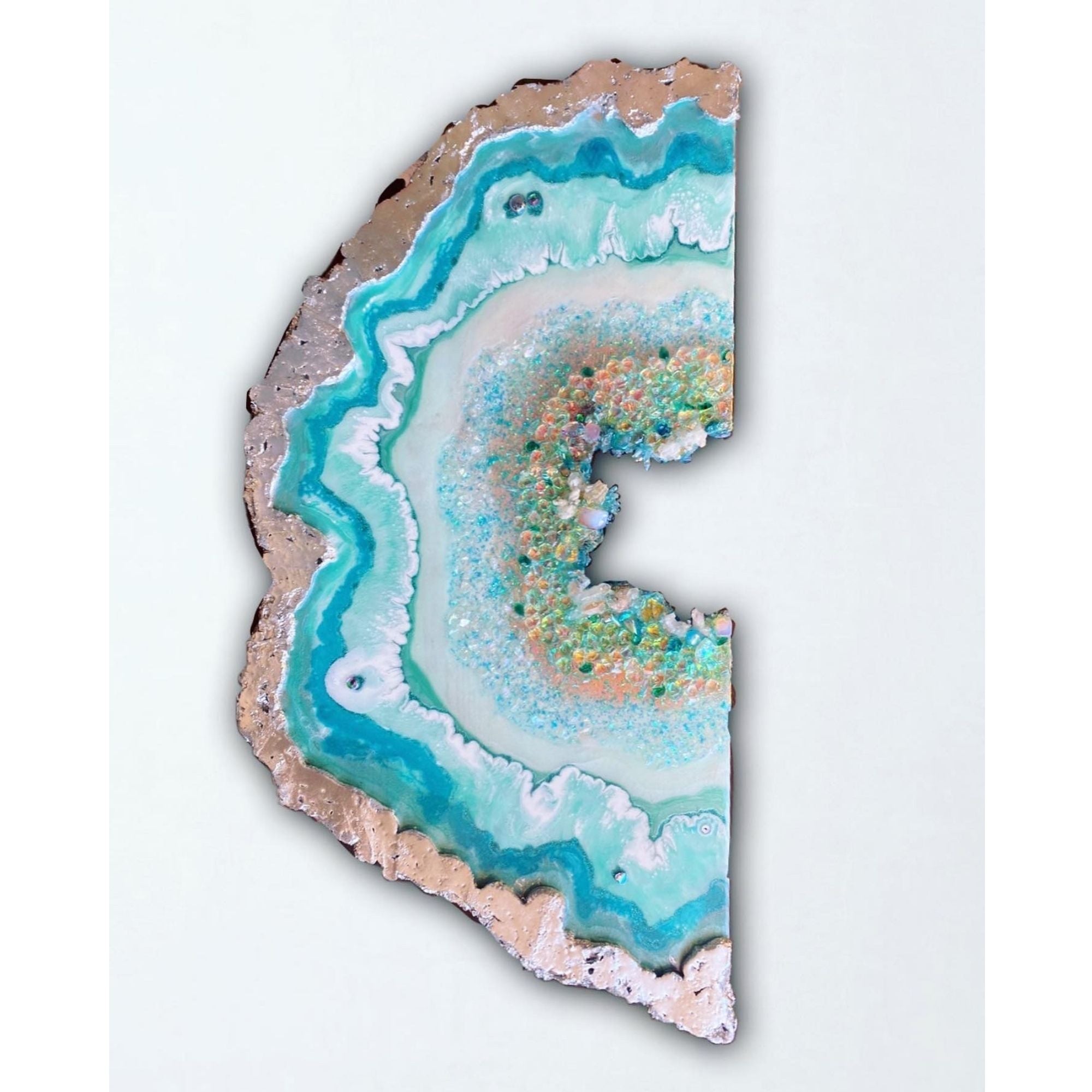 Moonlight Geode Freeform with Moonstones and swarovski crystals 84X120CM